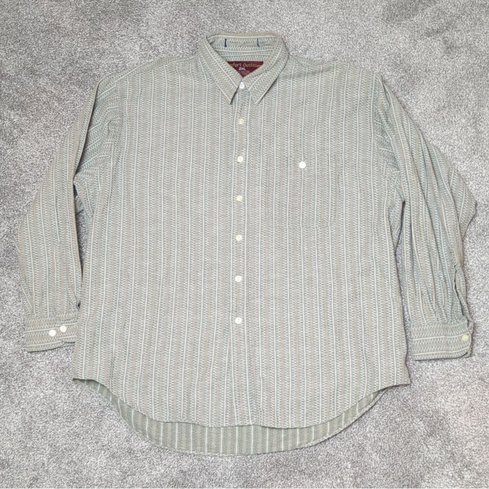 Comfort Outfitters Boho Hippie Neutral Button Up Long‎ Sleeve Men's Size 2XL